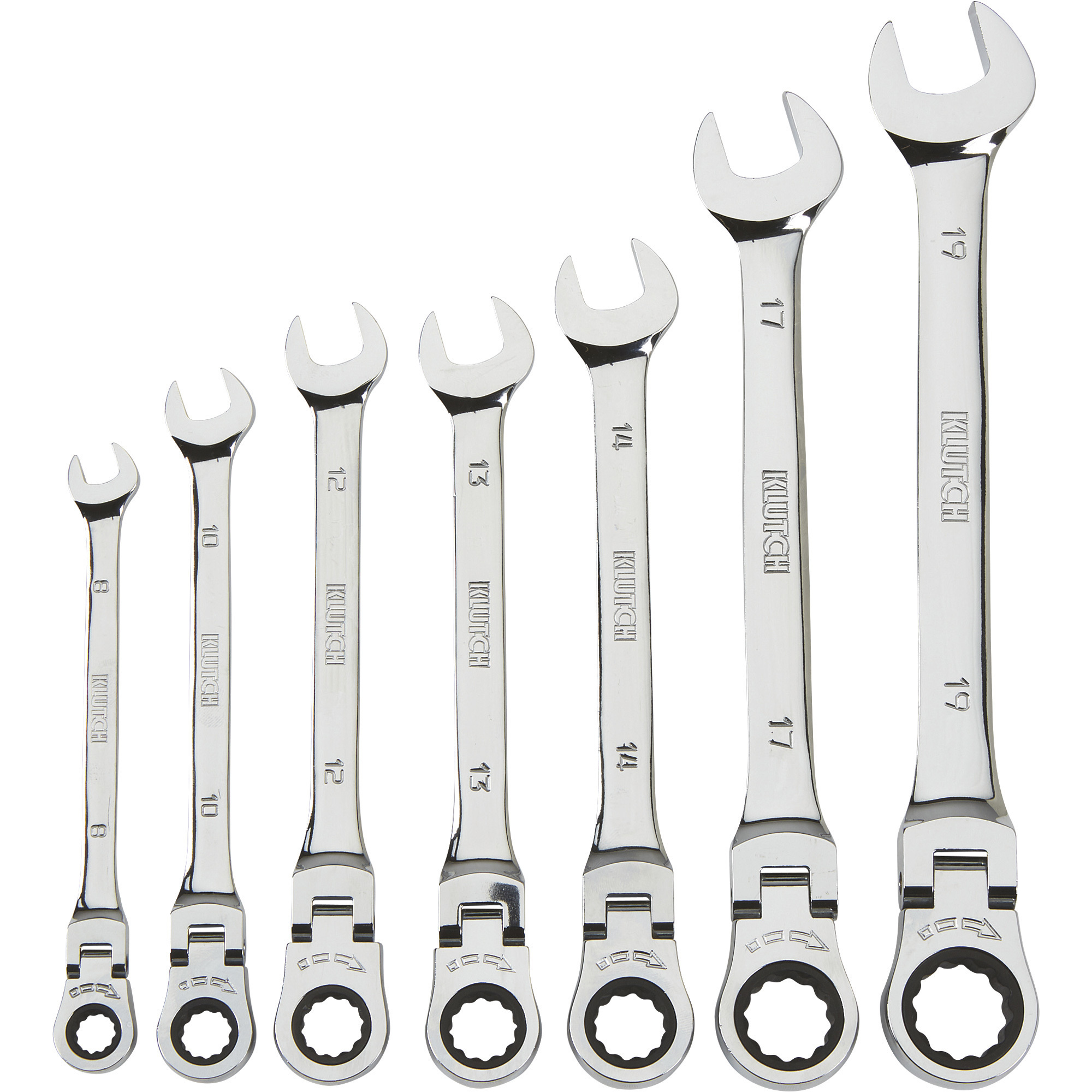 Klutch Flex Ratcheting Wrench Set, 7-Pc., Metric